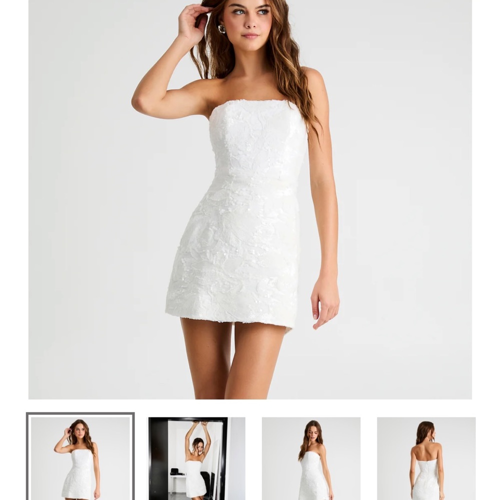 Chic White and Silver Sequin Mini Dress - Picture 3 of 7